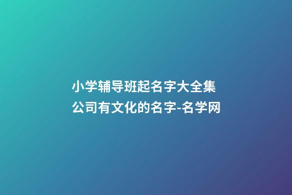 小学辅导班起名字大全集 公司有文化的名字-名学网-第1张-公司起名-玄机派
